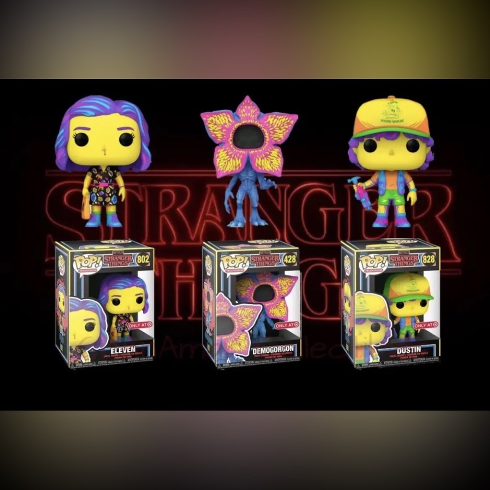 Funko Stranger Things Blacklight Demogorgon Dustin Eleven Target Exclusive Set
